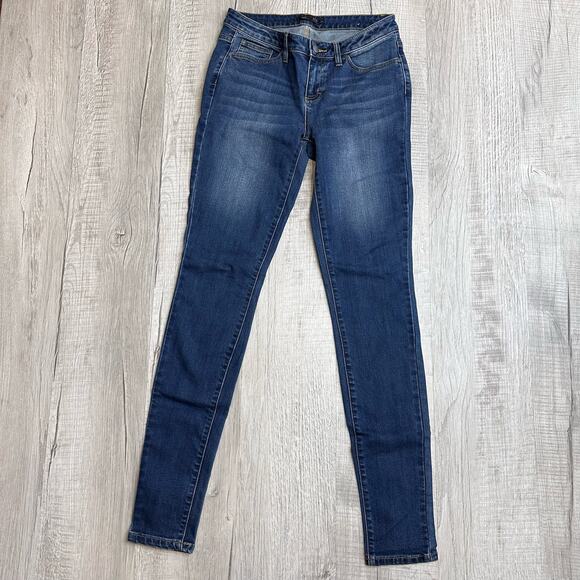 Prana Dark Wash Skinny Jeans Mid Rise WMNS 4/27 #W4LJTL316 Casual Travel Comfort - Picture 2 of 8